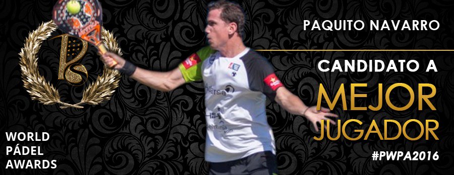 mysticapadel's tweet photo. . @paquito_navarro nominado a Mejor Jugador en los premios #PWPA2016 de @PadelSpain ¡Vótalo aquí! https://t.co/KqU0o5LQ4C #pádel #WPT2016 https://t.co/SuHWs4u2C9