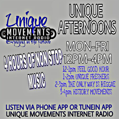 movementsunique's tweet photo. 12-4PM #UniqueAfternoons 
4 hours of non stop good music for your pleasure 
Click link n follow on TuneIn app #UMIR
https://t.co/CEHadXAhmB https://t.co/fE1YdySii8