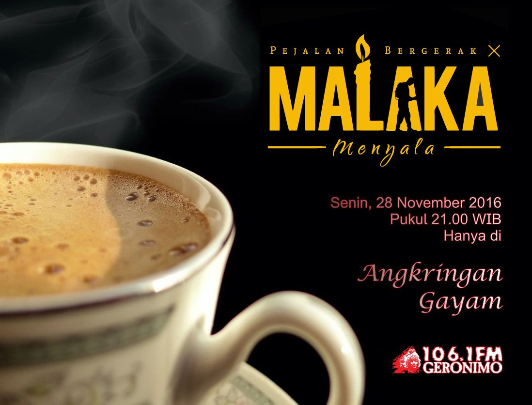 Malam ini pukul 21.00 WIB. Dengerin Geronimo ya. Ada kawan2 #Pejalanbergerak dan <a href="/1buku/">1 Buku utk Indonesia</a> buku yang bakal ngomongin #MalakaMenyala