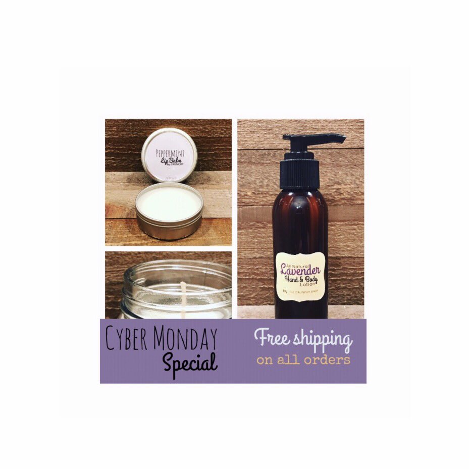 CRUNCHYclips's tweet photo. Cyber Monday Special! 
FREE SHIPPING on all orders!
https://t.co/MyYGlUhAfV
#cybermonday #freeshipping #naturalproducts #thankyou #lipbalm https://t.co/jjqy6igRfA