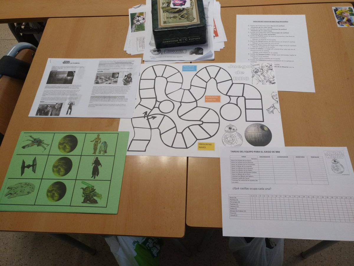 nacho_polo's tweet photo. Diseñando un juego de la Oca ambientado en Star Wars. En grupos: colocar casillas, reglas del juego, cartas de preguntas...competencias! https://t.co/OL8DKqFllA
