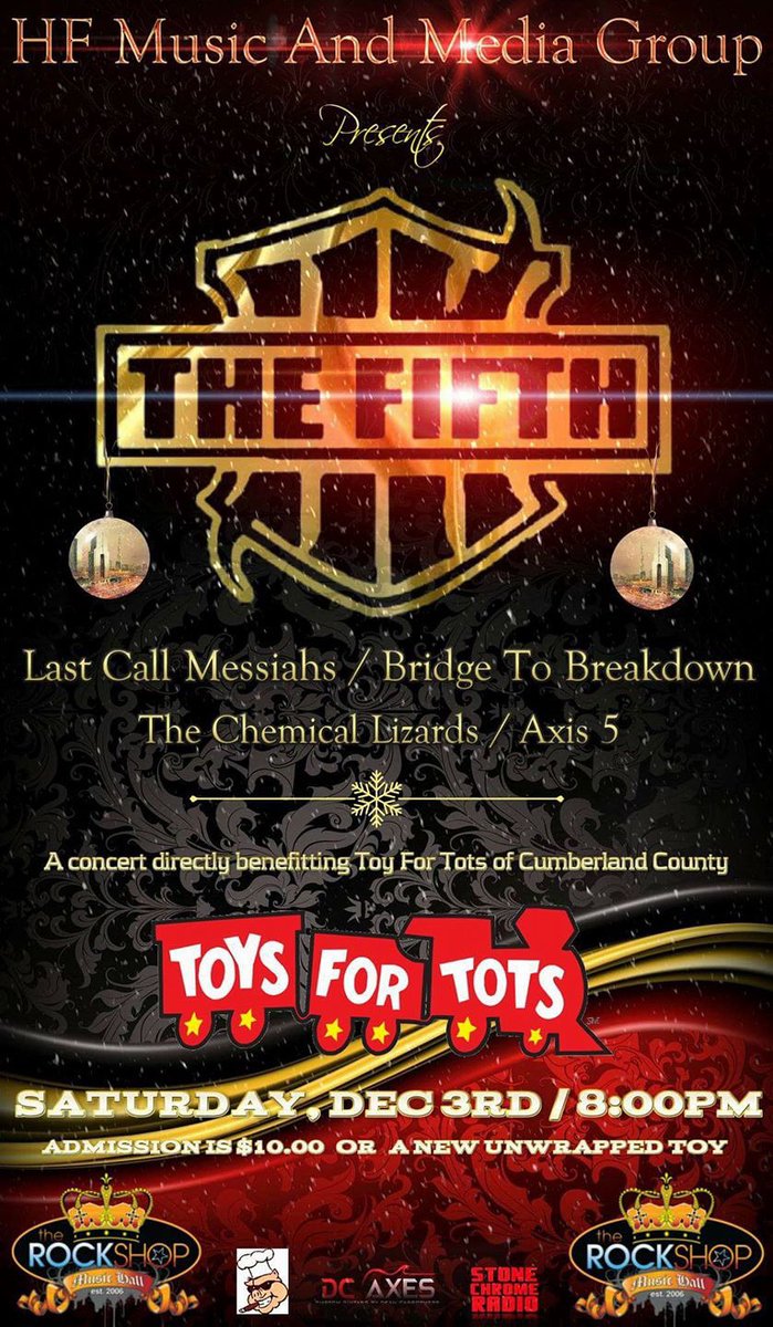 LMessiahs's tweet photo. Updated show flyer for Saturday night! #ToysforTots @TheFifthNC @HFMusicAndMedia https://t.co/wOfE1qYFyP