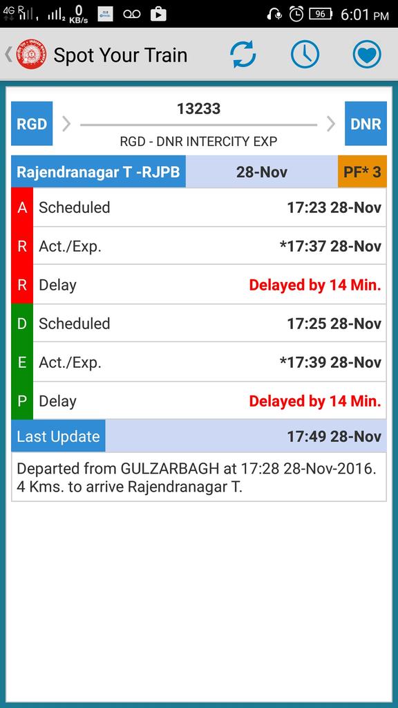 ITRfiling1's tweet photo. @sureshpprabhu railway shwing incorrect running status 2 maintain avg delay time &amp; its vry frequent.4 stations ahead https://t.co/YldZQdIf3j