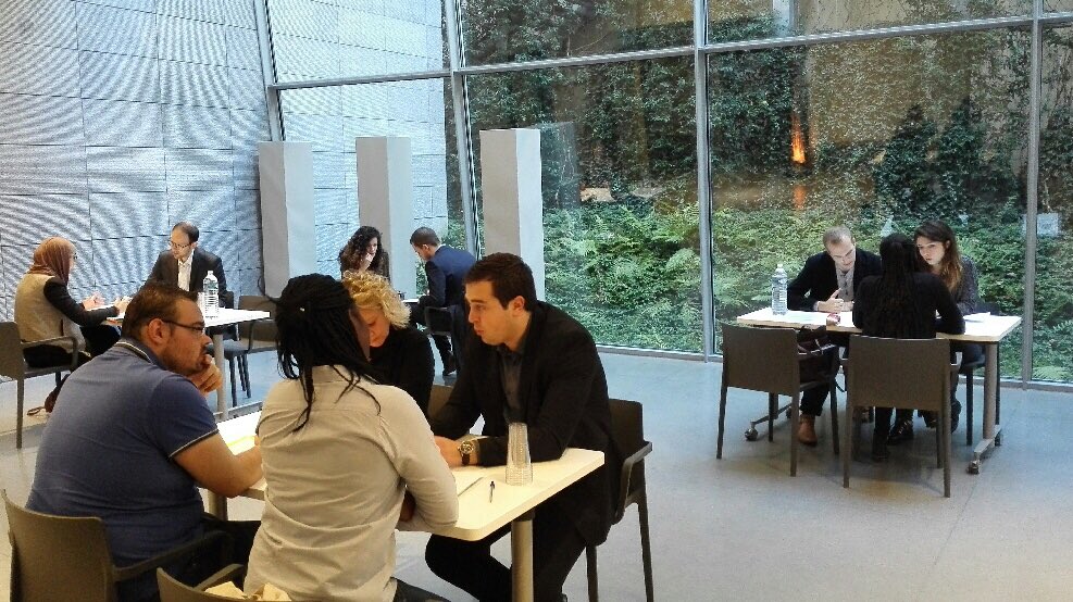i_engagement's tweet photo. Des lauréats de l'Institut participent aujourd'hui à des ateliers coaching par les RH de @Bouygues_C.
#LiveIDE2016 https://t.co/Y63WUpAsqV