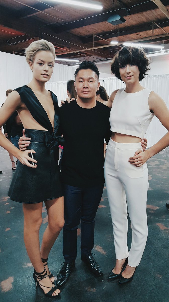designerdanhta's tweet photo. Models Lilly and Taylor dressed from head to toe in Danh Ta SS17 with creative director #danhta #fashiondesigner #womenswear #runway #dallas https://t.co/NgbpOHiVJw