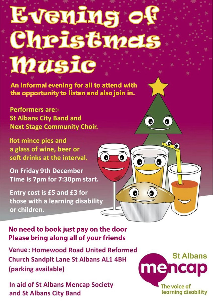 StAlbansMencap's tweet photo. Come along and get into the festive spirit with the @StAlbansMencap Christmas Carol Concert, Friday 9th Dec at 7pm. https://t.co/oJo3gCK0Ds
