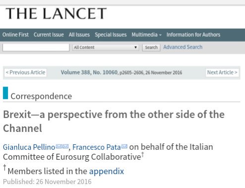 GianlucaPellino's tweet photo. Italian #colorectalsurgery researchers support International collaborations after #Brexit https://t.co/ctUmxtDIig https://t.co/gbUrZPMF7A https://t.co/obnib4Oslv