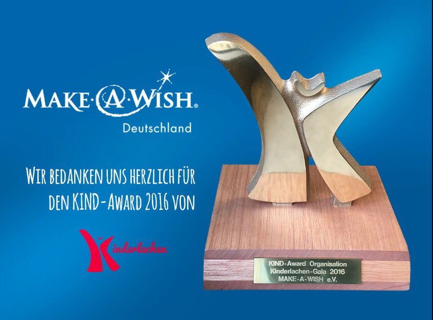 Make-A-Wish ist mit dem KIND-Award auf der Kinderlachen Gala 2016 ausgezeichnet worden.
#ichbinkinderlachen #makeawish