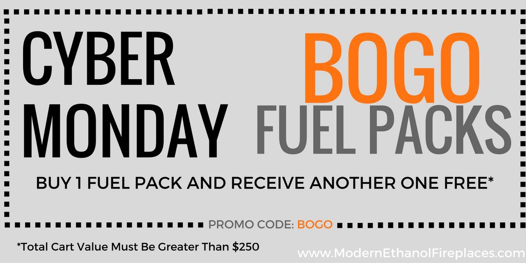 #CyberMondaySale! BOGO Fuel Packs! Come check out our #Fireplaces &amp; receive enough fuel to last ALL Winter! #HomeDecor #DIYDecor #DIYHome