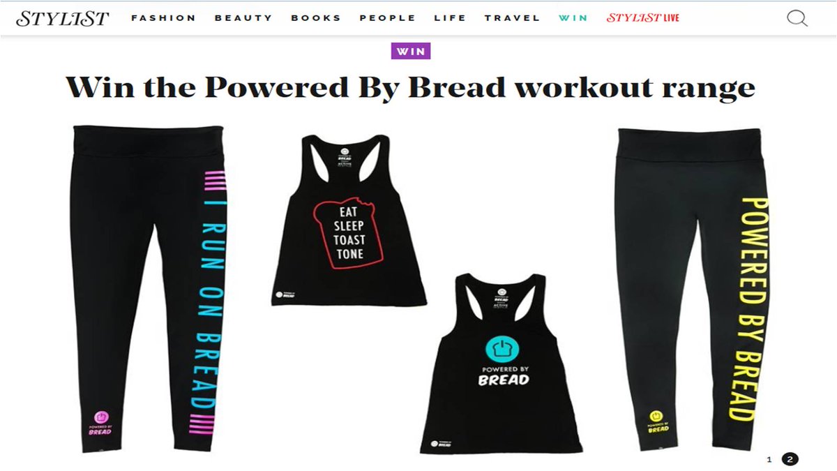 WeHeartBread's tweet photo. Fancy bagging yourself some free #PoweredByBread activewear? Enter our #comp with @StylistMagazine https://t.co/2AKbnZcmUi https://t.co/8FsTTOXTk4