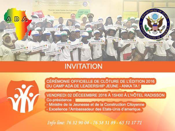tantinette7's tweet photo. Cérémonie officielle de clôture du Camp ADA du leadership jeune #AnKaTa ce vendredi 2decembre au @RadissonBluHotel de Bamako... https://t.co/Fhu7hNyfXu