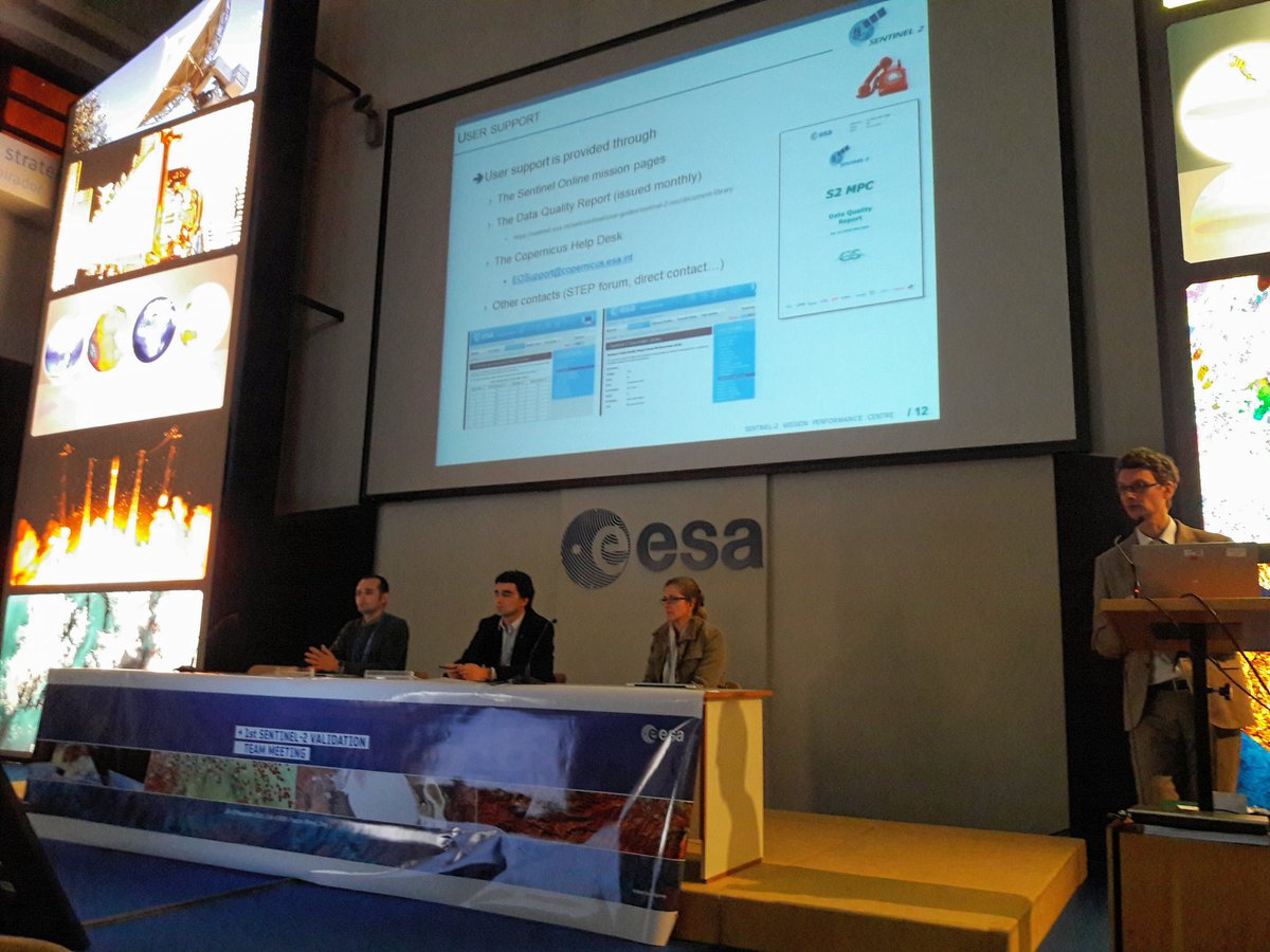 SerraAcri's tweet photo. Sébastien Clerc from Argans talking about the S2-MPC. Sentinel-2 calibration is on a good way ! #S2VT https://t.co/sfsIxwEL8g