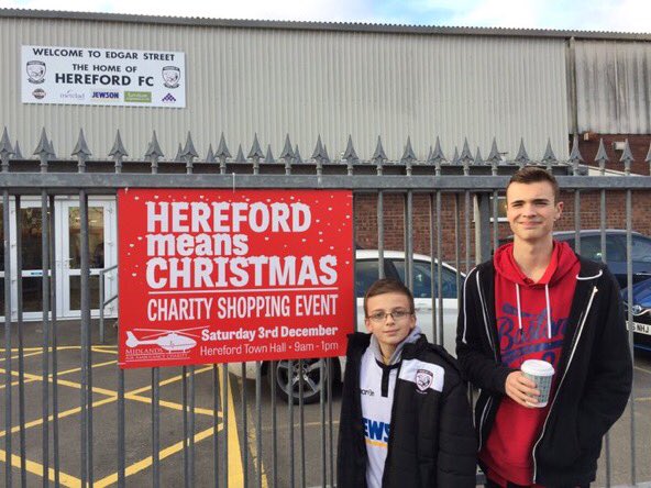 HfdMeansBiz's tweet photo. Sign looking smart outside @HerefordFC come along and support @MAACMary Midlands Air Ambulance 🚁and @SmallBizSatUK #hmbiz 🎄#HerefordHour https://t.co/SRfauR9gyv