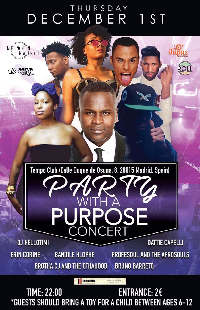 TapasTranslated's tweet image. Party with a Purpose! We are collecting toys for niños sin recursos! La entrada es 2 € y las artistas son la bomba!😊