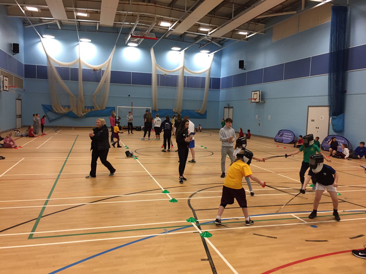 GatesheadSSP's tweet photo. @KingsmeadowCS Mini Fencing Festival taking place today with support from @KingsmeadowPE leaders! #enguard #gofence https://t.co/Vmp5Rb5GdF