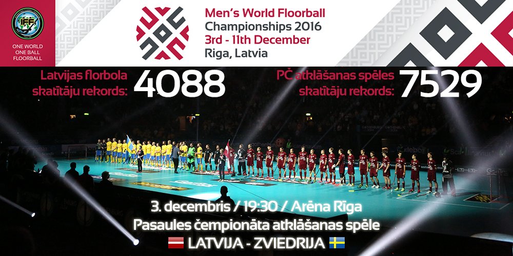 Sestdien labosim LV florbola skatītāju rekordu! Vai kopā pārspēsim arī PČ atklāšanas rekordu? 1 no RT saņems 2 biļetes! #florbols #WFCRiga