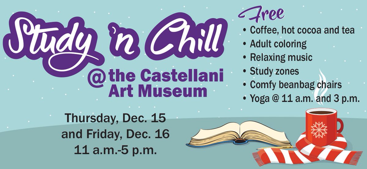 CAM_of_NU's tweet photo. See you at the @CAM_of_NU during finals week at @NiagaraUniv! 
#studyandchill #studentlife #finals #niagarauniversity #castellaniartmuseum https://t.co/bGhxTqJcP4