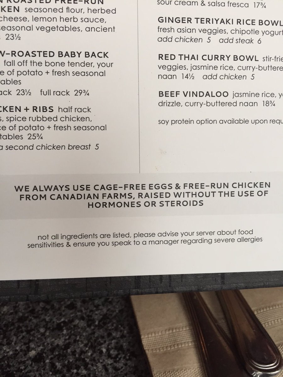 Badsmoke23's tweet image. Dear  @Moxies_official - not impressed w/menu claims...check @chickenfarmers re: the law! No hormones, steroids since '60's. #factsnotfear