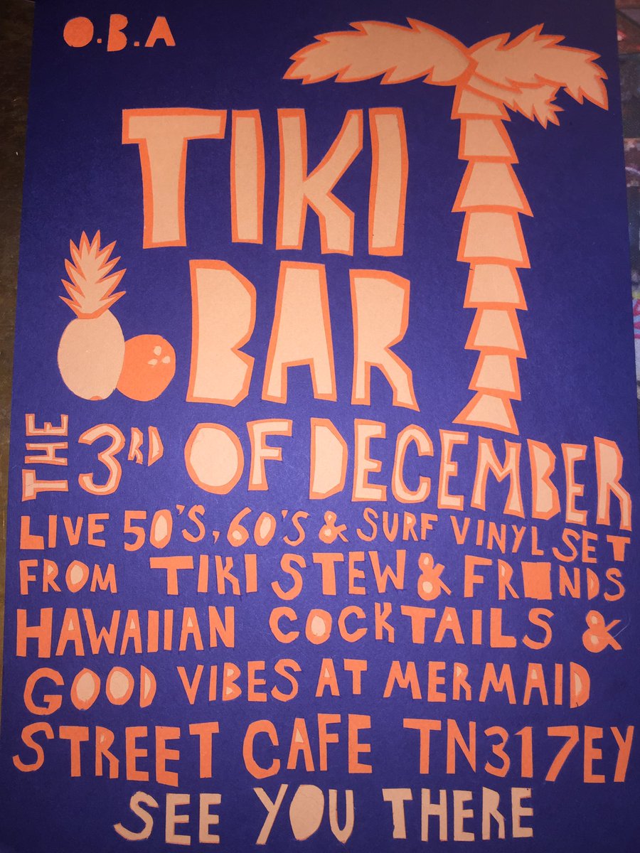 Tiki Bar this Sat 3rd Dec at Mermaid St Cafe Rye. Live vinyl set from Tiki Stew.50s/60s/Surf records, Hawaiian cocktails &amp;a good vibes! FREE
