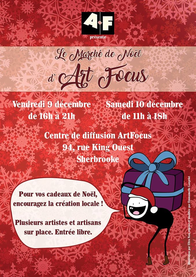Marché de #Noël d'ArtFocus les 9 et 10 déc. Pour vos #cadeaux, achetez des créations locales! #Sherbylove