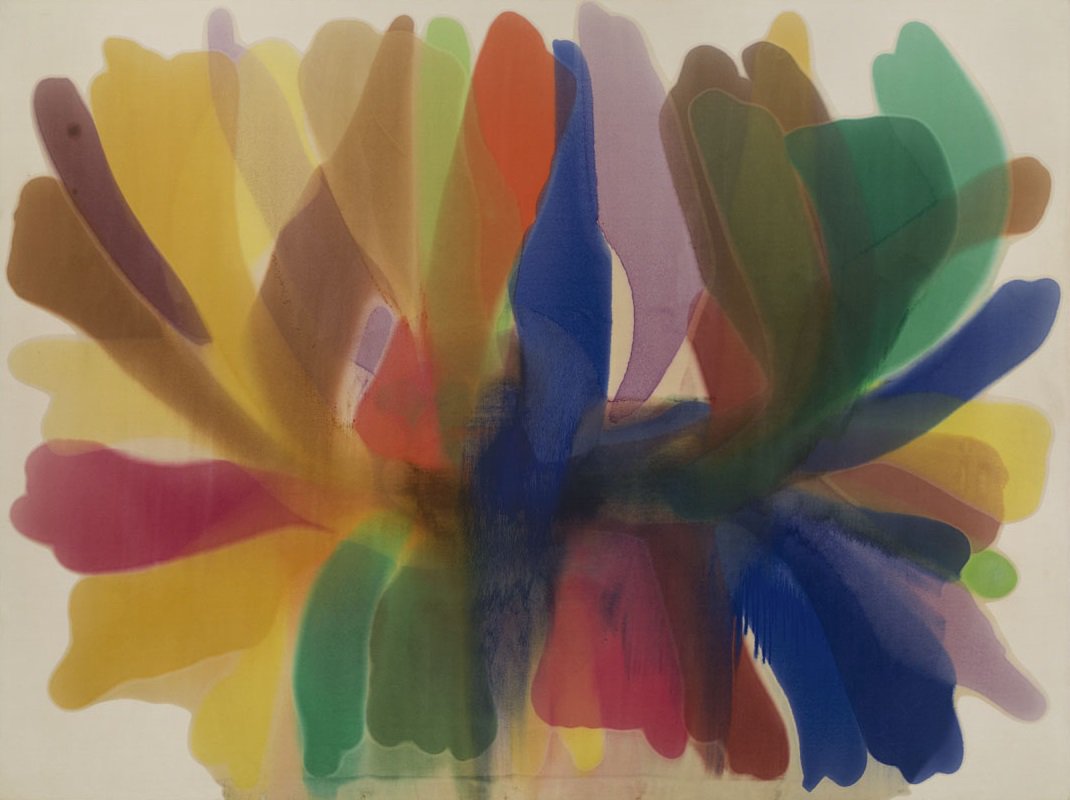 Remembering Morris Louis, born #OTD 1912! Louis was a central figure of the Washington Color School. "Point of Tranquility" (1959-60)
