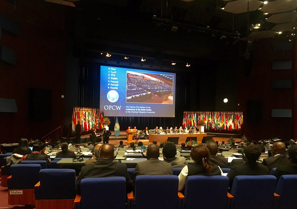 Diplomagazine's tweet photo. Conference of the States Parties to the #CWC has started in The Hague today @OPCW #CSP21 https://t.co/4k3yjQ0vIq