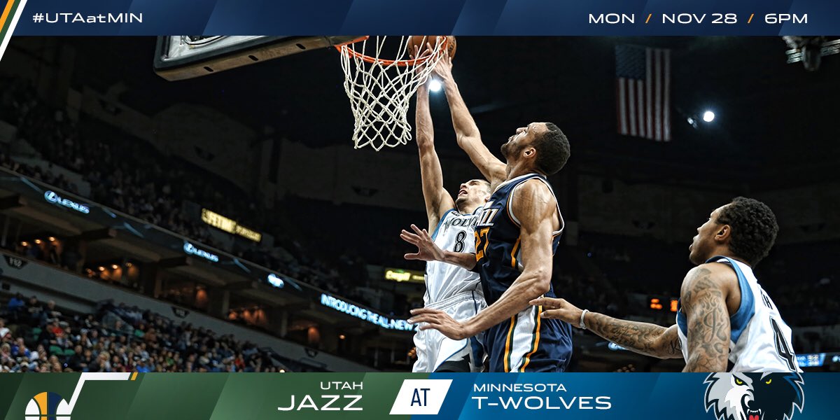 🏀: #UTAatMIN 📺: @ROOTSPORTS_RM 📻: @1280sports 📱: Jazz App 🕕: 6pm MT #TakeNote https://t.co/QAZ2NZw8KG