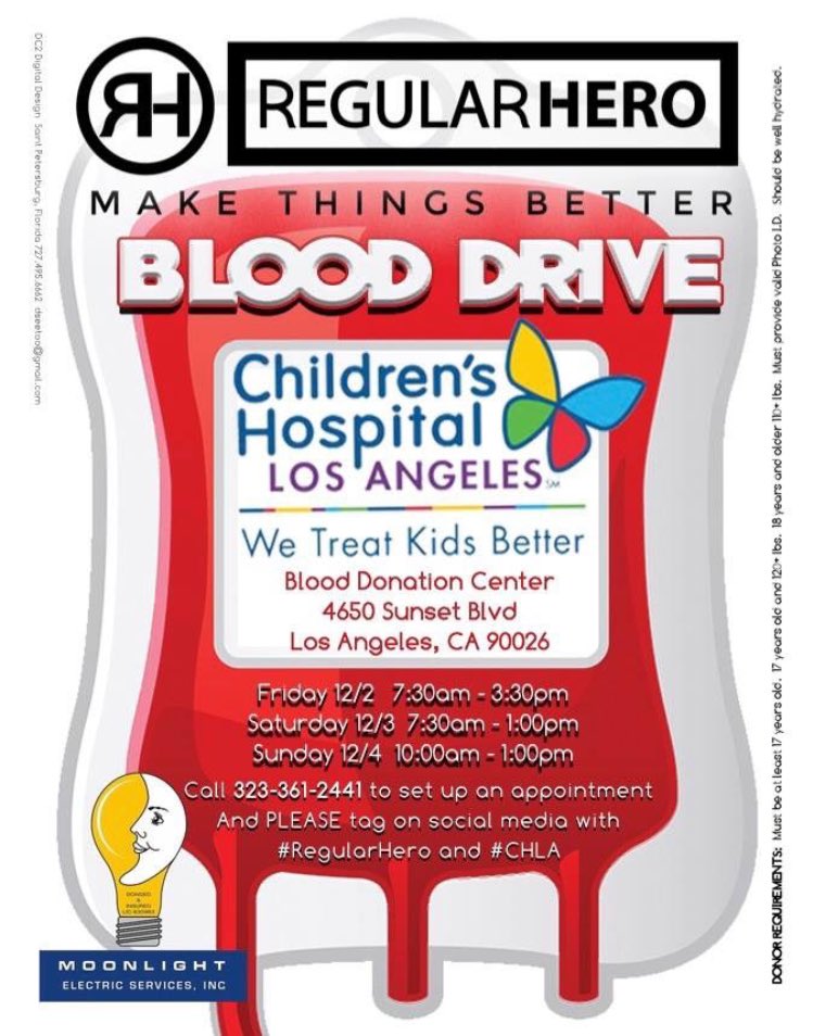 stacyohoward's tweet photo. I'm donating Sunday! Are you?? Call to schedule an appointment now #RegularHero #CHLA https://t.co/dVQdpUFgIn