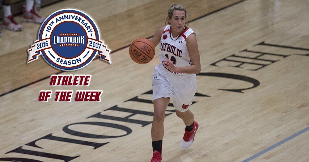 CatholicU_Cards's tweet photo. Congratulations Michelle DeSantis of @CUAWomensBBALL on garnering the @LandmarkConf Athlete of the Week honor!! #CUAcards https://t.co/sM7u1Qmgwa