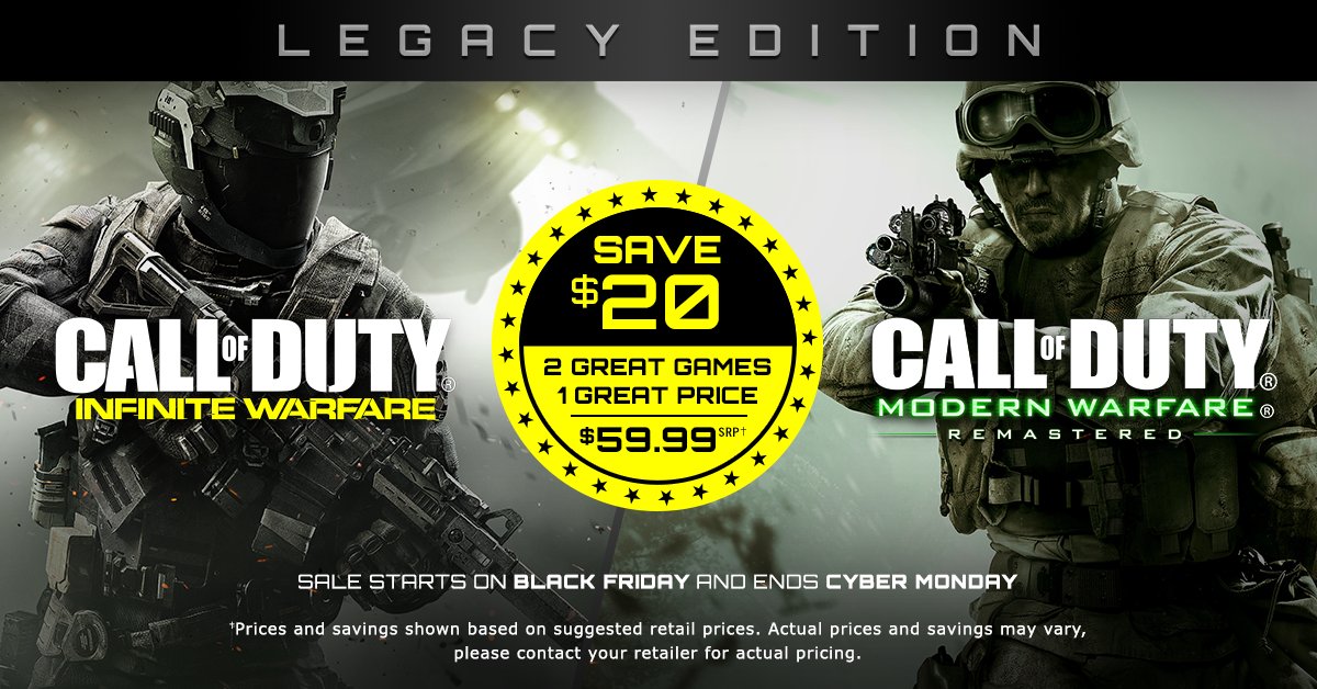 CallofDuty's tweet photo. Clock's ticking. 🕘

Get #InfiniteWarfare's Legacy Edition including #MWRemastered for $59.99 SRP @ select retailers: https://t.co/D03QcGF0EY https://t.co/h4BFiTyiFw