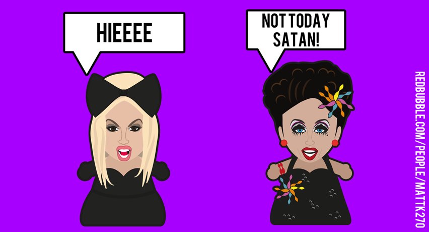 camptoooons's tweet photo. Me in the office on Mondays... #NotTodaySatan @TheBiancaDelRio @Alaska5000 #rupaulsdragrace https://t.co/3QkdCTPd60