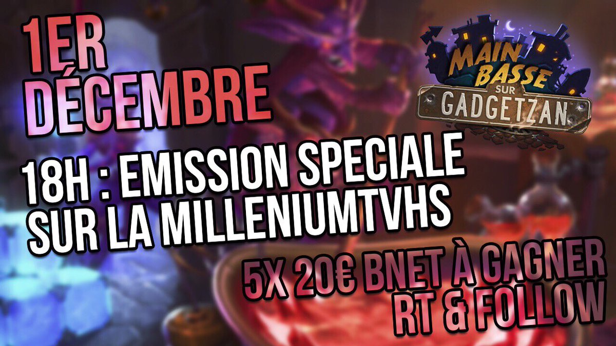 Pour participer follow <a href="/Bestmarmotte/">Bestmarmotte</a> et moi même ! Tirage au sort pendant la soirée ! twitch.tv/milleniumTVHS