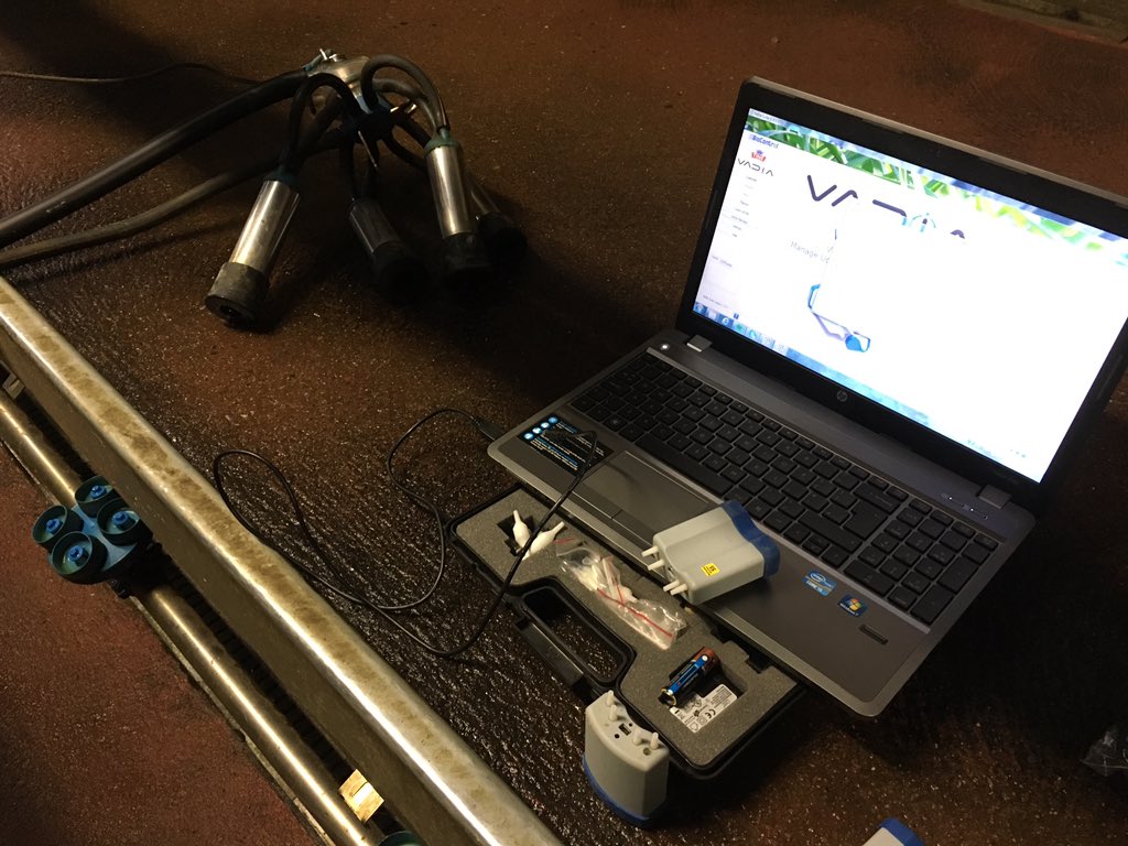 Precision_Milk's tweet photo. Getting set up for this afternoon's test. What's causing this herd's poor milk flow rates? #milkingtimetesting #dairyefficiency #teamdairy https://t.co/5w0m6lIxv9