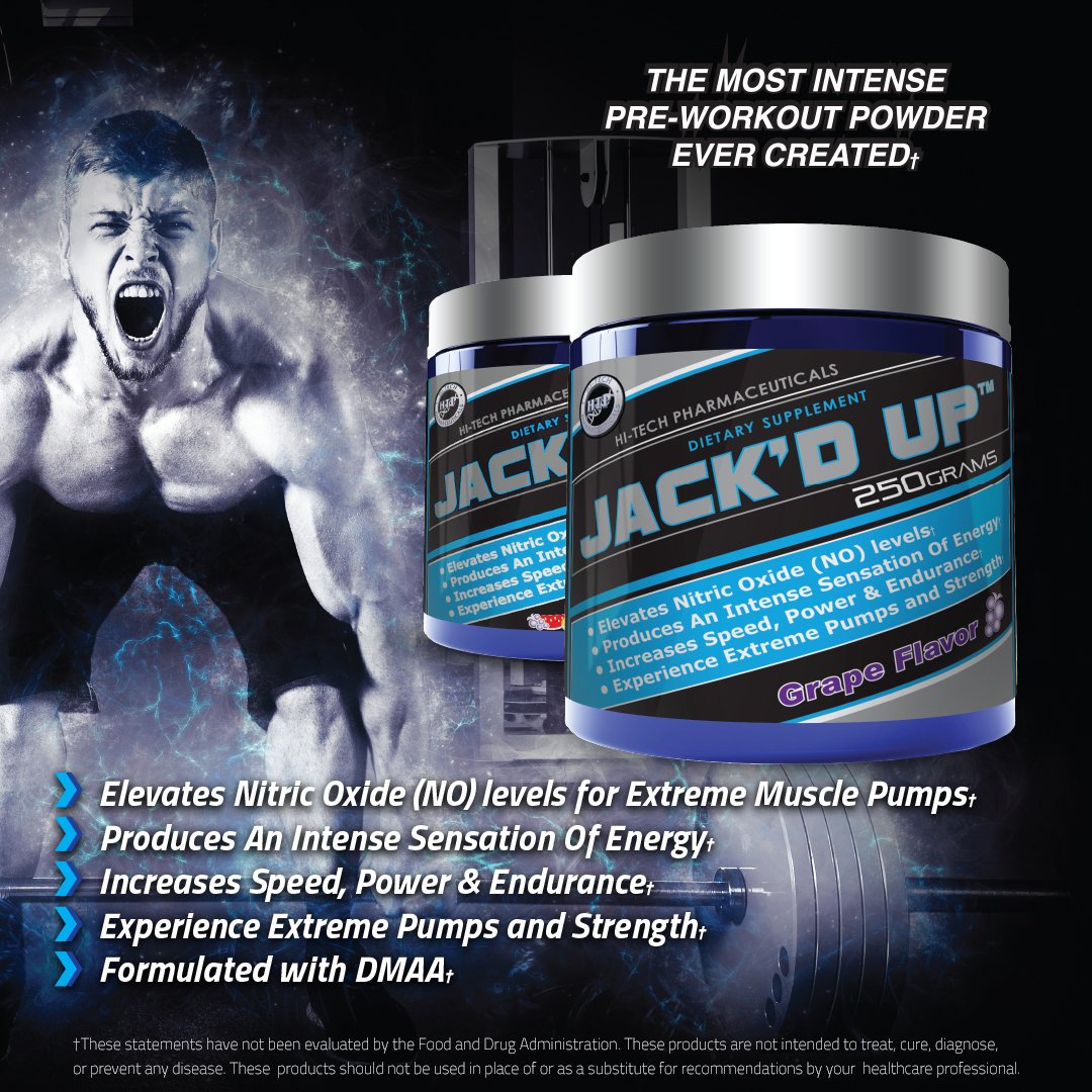 HiTechPharma's tweet photo. Increasing speed, power, endurance & Nitric Oxide for extreme muscle pumps, #JackdUp will be your go to pre-workout! #HiTech #TeamHiTech https://t.co/JCd3cw4U9v