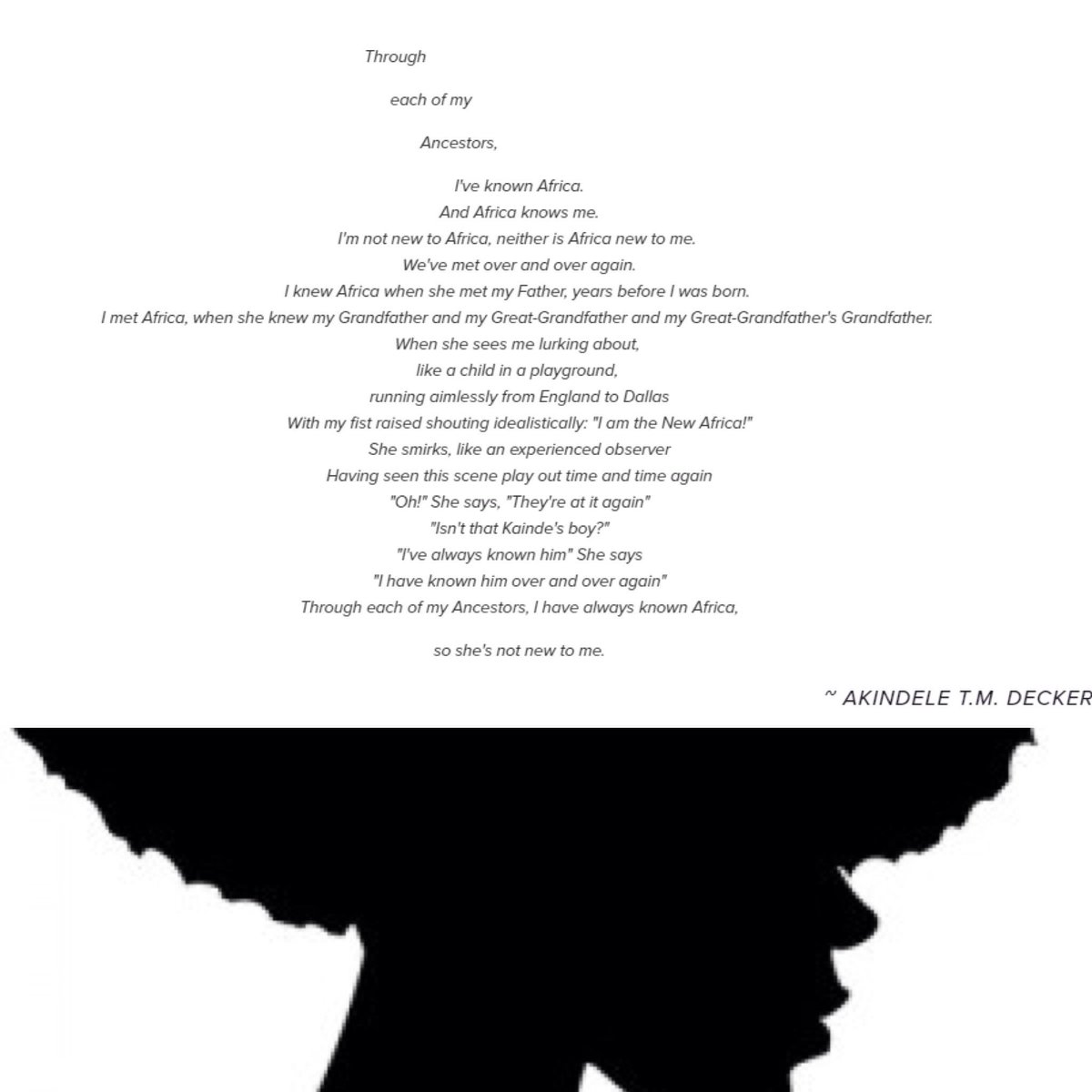 akindeledecker's tweet photo. "Through each of my Ancestors, I've known Africa"... #poetrybyatmd https://t.co/YIY84buUN1 @NMAAHC https://t.co/Ac08DtGrmr