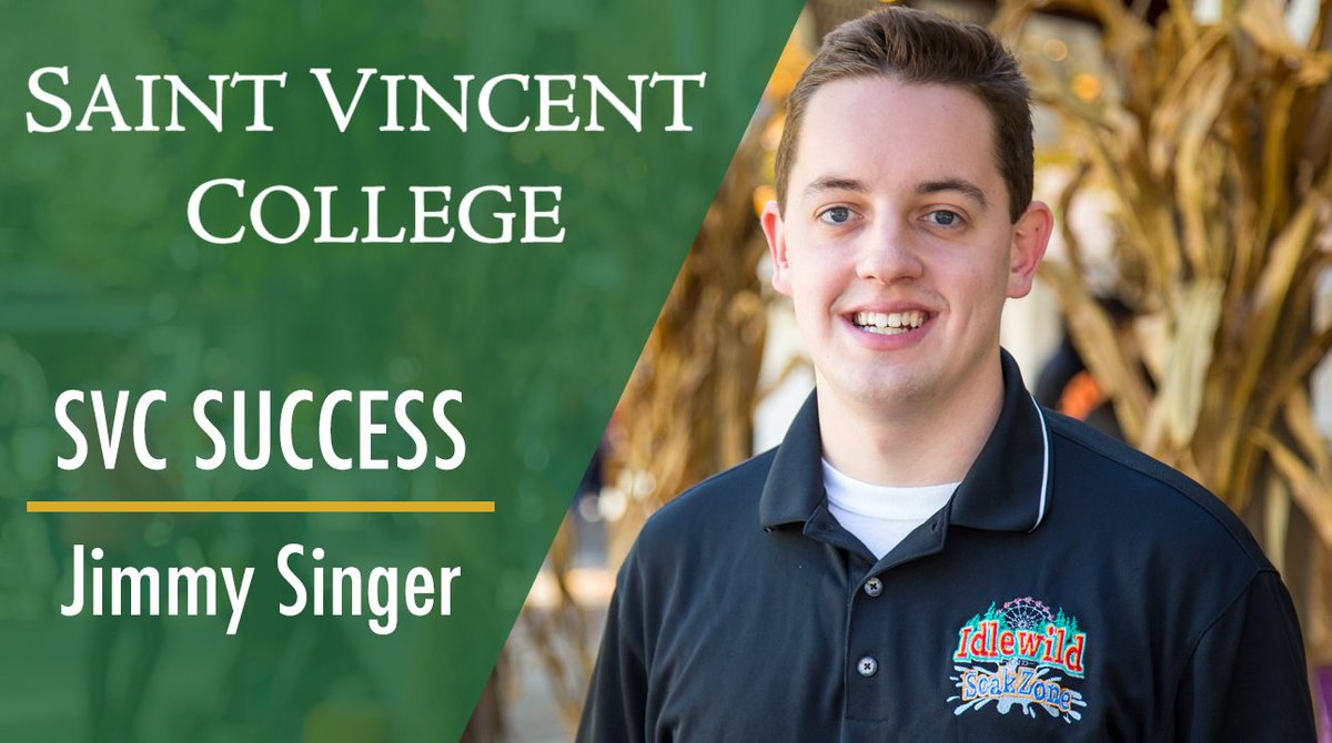 MySaintVincent's tweet photo. #SVCSuccess https://t.co/s6MZbx5PVm Communication grad Jimmy Singer (Cβ16) discusses being the guest services manager at @IdlewildPark #SVC https://t.co/SIvYty15q7