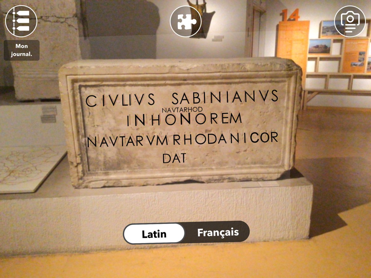 MuseoPic's tweet photo. Traduire une stèle gallo-romaine du latin au français? Possible grâce à #MuseoPic et à la réalité augmentée #galloromainfourvière #AR https://t.co/8mkMZ2oTv9