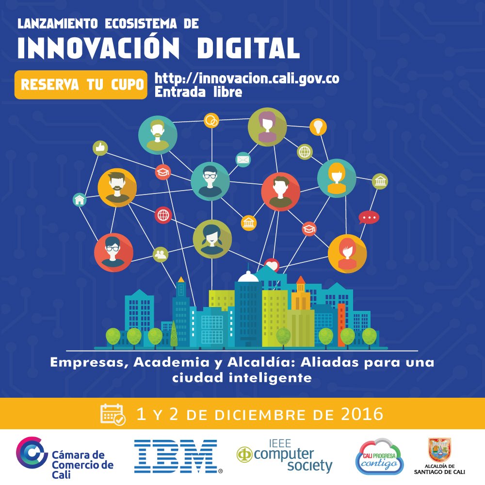 camaracali's tweet photo. Inscríbete para asistir al lanzamiento del Ecosistema de Innovación Digital que se realizará el 1 y 2 de diciembre https://t.co/gAnS3FN7Jp https://t.co/LMaO0EYcwn