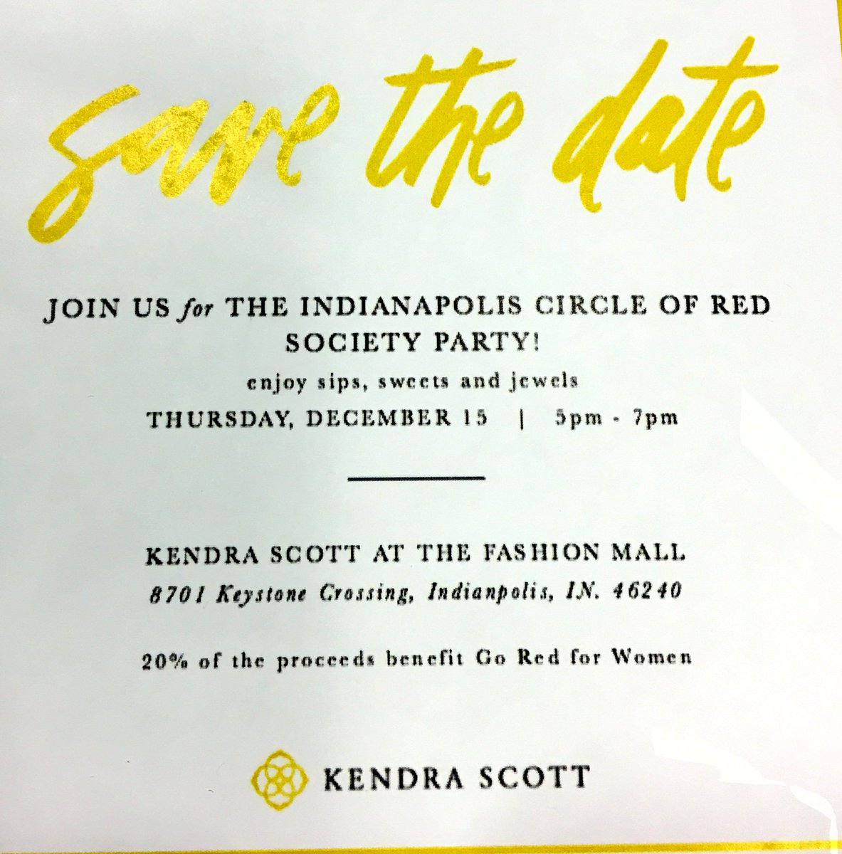 AnneMarieWTHR's tweet photo. Shop for a cause @KendraScott @ShopFashionMall and support #GoRedIndy #MyReasonThisSeason https://t.co/mbLkFHujyC
