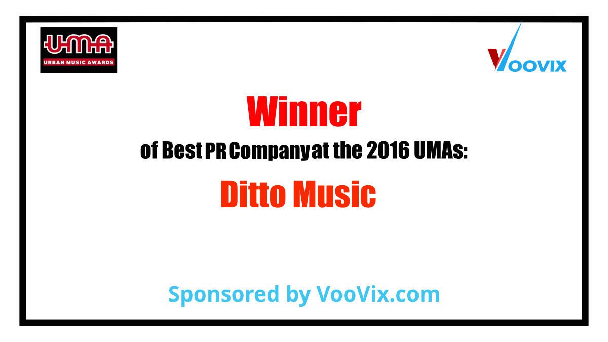 Urbanmusicaward's tweet photo. Congrats to @Dittomusic for winning the #BestPRCompany Award at the #UrbanMusicAwards this year! #UMA #UMA2016 https://t.co/DDp8GmSKvM