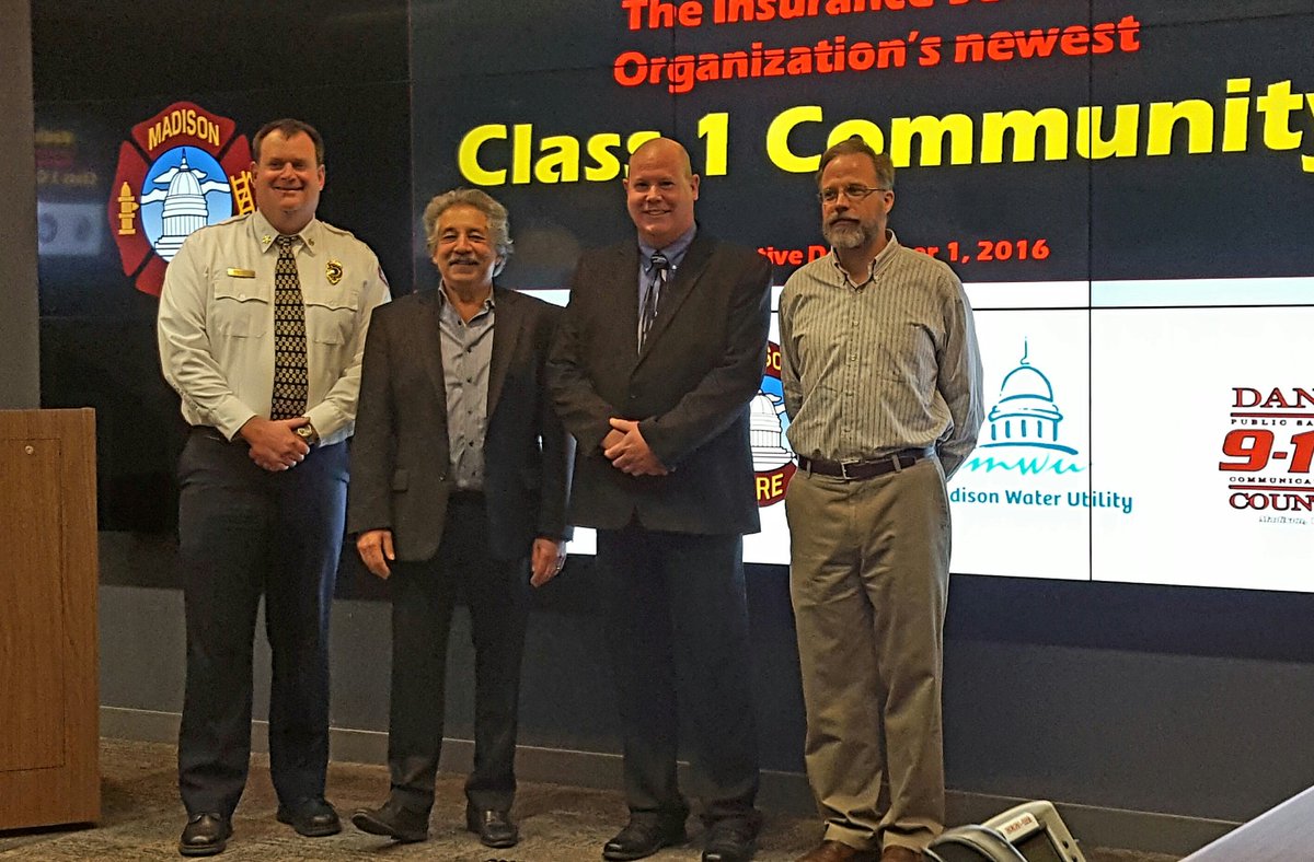 MadWaterUtility's tweet photo. MWU, @MadisonWIFire, @DaneCounty911, @Paulsoglin announce our classification as a Class 1 Fire Protection Community! https://t.co/UvJyW0Gfr1