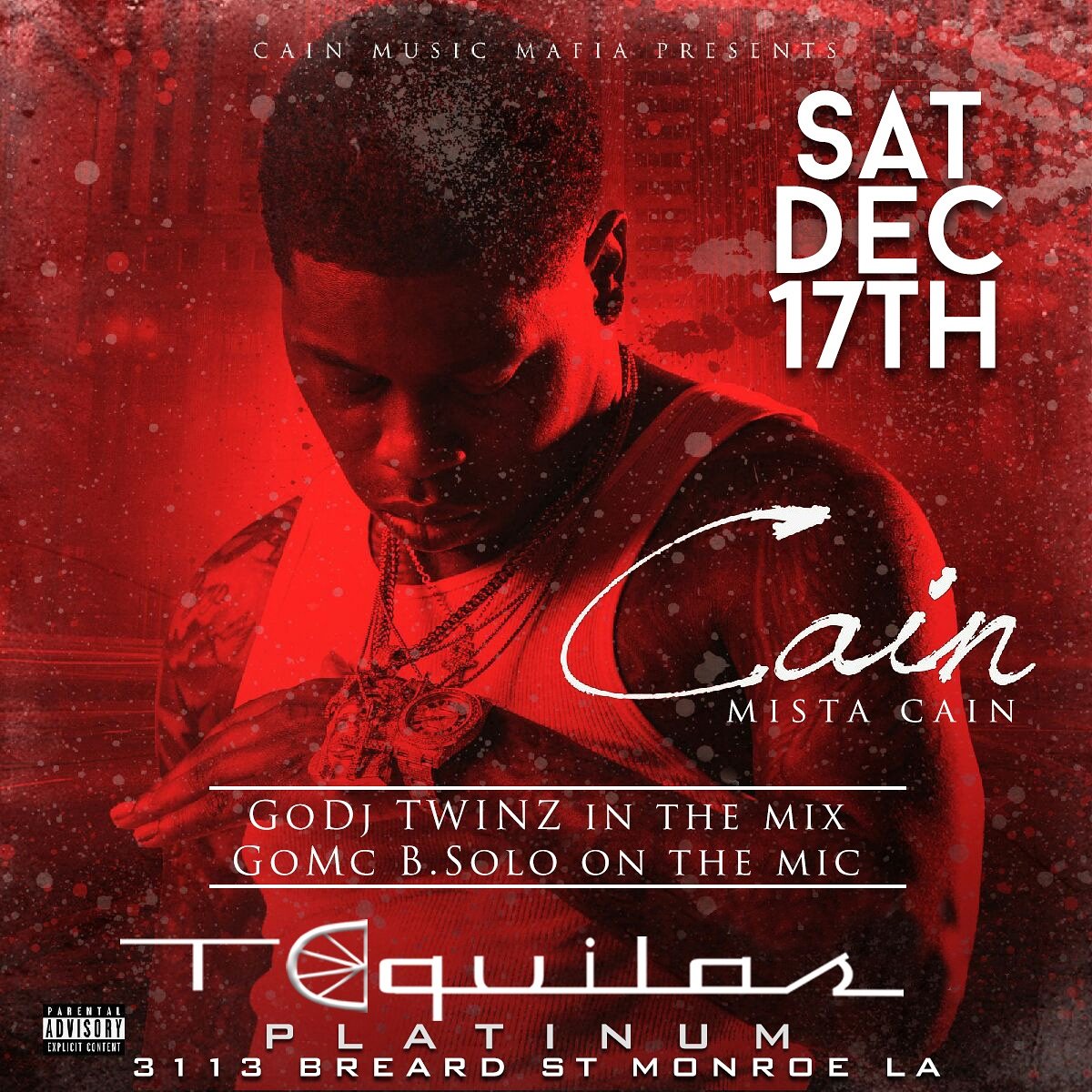 TequilasMonroe's tweet photo. @MistaCain 
SAT DEC. 17th
#whosthedj @GoDJTwin318 @GoDJtwin2hot 
@GOMCBSOLO  
@TequilasMonroe 
#PARTYWITHAPURPOSE https://t.co/iJtIaH5xgg