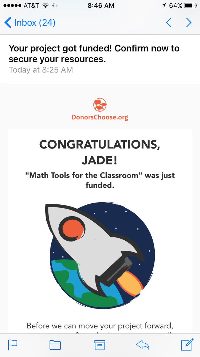 JadeMohrWhite's tweet photo. So much gratitude for @DonorsChoose!! The best email to receive Monday morning following Thanksgiving break #mathawesomeness #gratitude https://t.co/UaWvoZLqFm