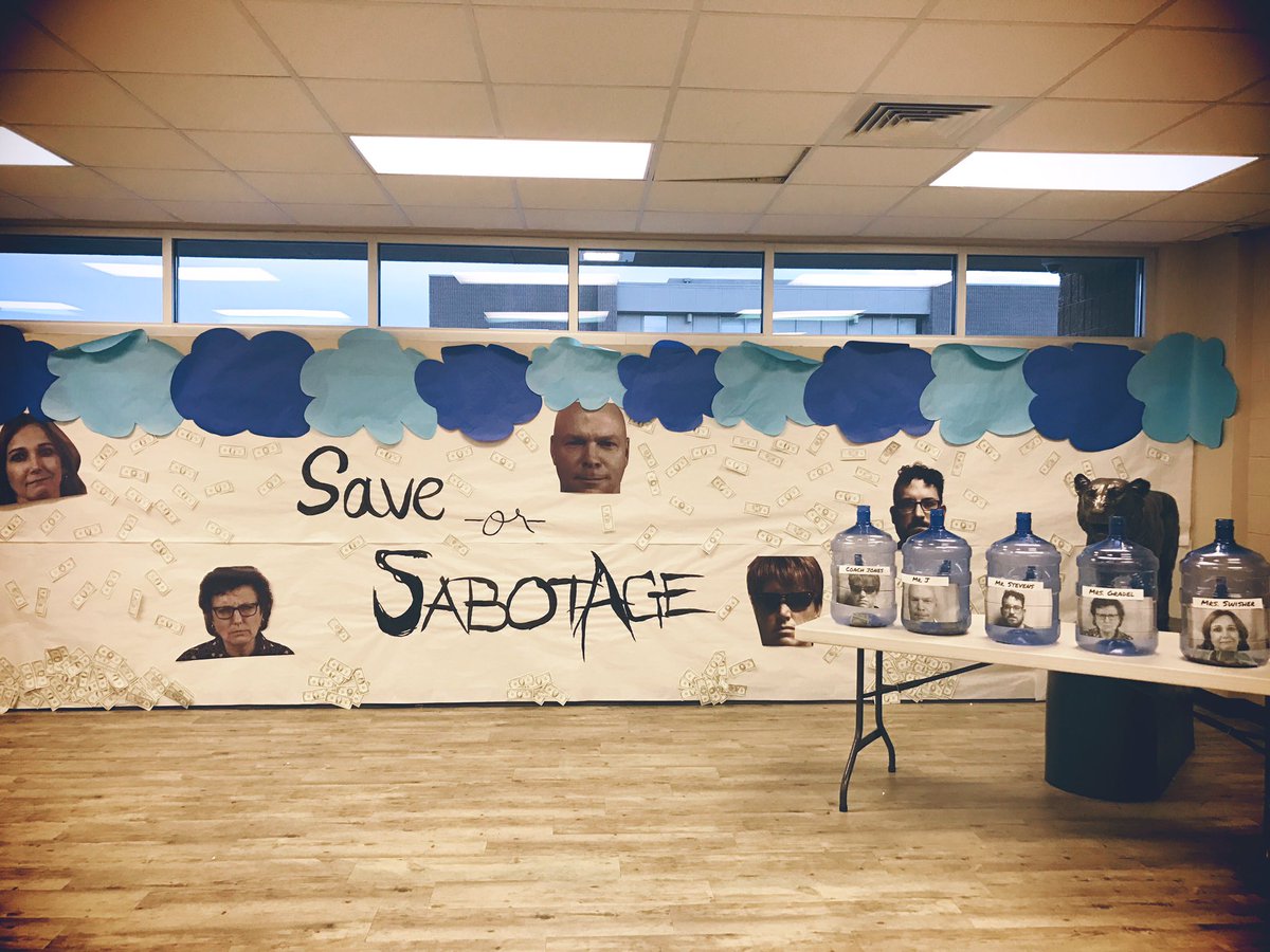BAHSTigers's tweet photo. Don't forget you still have this week to SAVE OR SABOTAGE your teachers! Bring your money to the Stu U #driveweek https://t.co/o66Py0MXrO