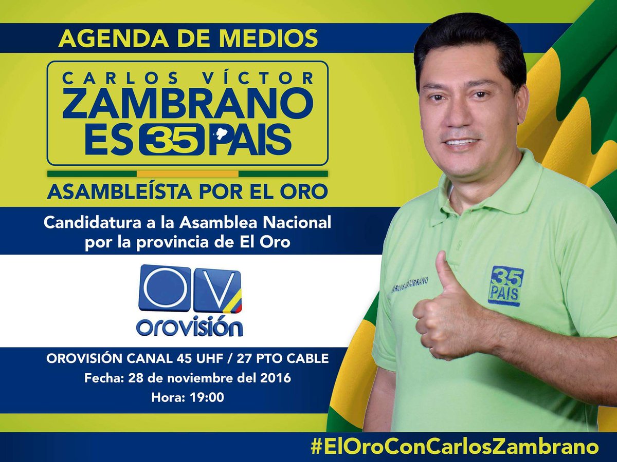 CavoZambrano's tweet photo. Los invitamos hoy a las 19:00 a seguir nuestra entrevista en @canalorovision dialogando sobre nuestra candidatura a la @AsambleaEcuador https://t.co/SmOAi9Ik0t