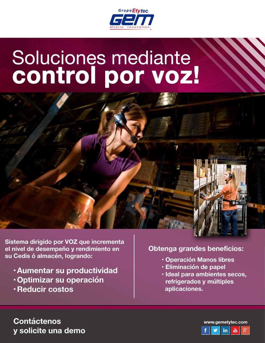 gemetytec's tweet photo. Las mejores soluciones para el control de almacenes! #GEMETYTEC#ControlPorVoz https://t.co/QY3lNJMwni