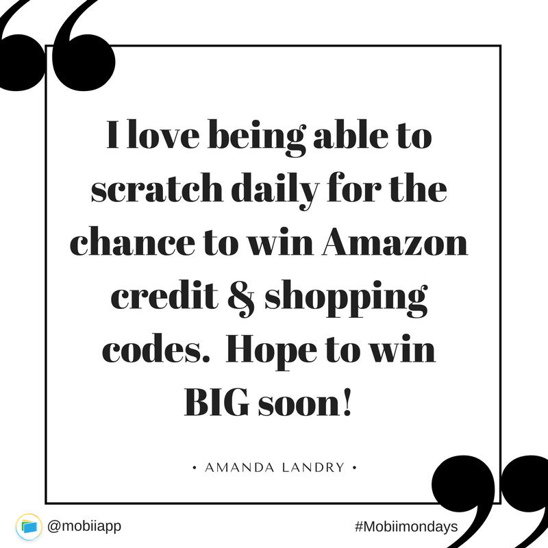 mobiiapp's tweet photo. Shout out to Amanda Landry for the Mobii love! We see a big win in your future! #reviews #love #fan #mobiiapp #testimonials #MobiiMonday https://t.co/dAKulLbbvH