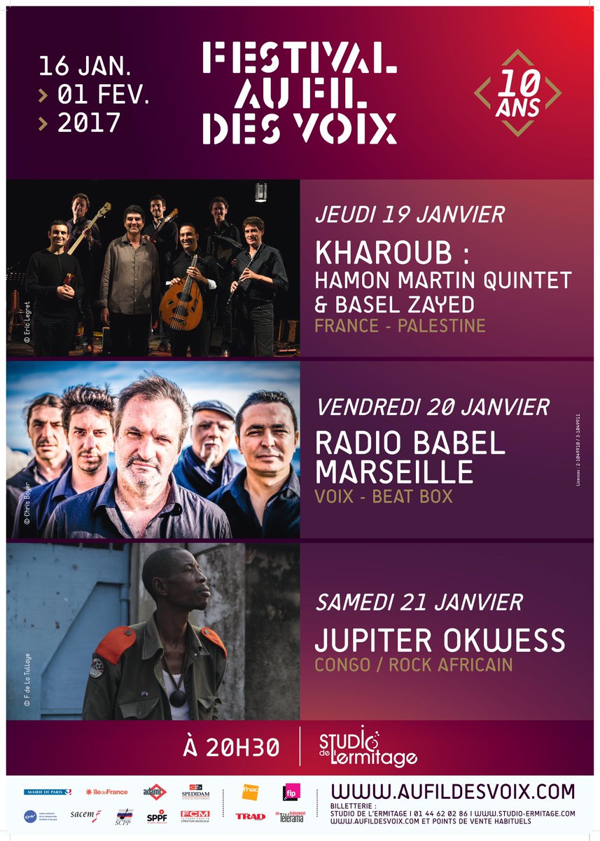 aufildesvoix's tweet image. Jeudi 19 Janvier 21h00 découvrez #KHAROUB : #HamonMartinQuintet &amp;amp; #BaselZayed au @Studioermitage Résa ► aufildesvoix.com/fr/billetterie