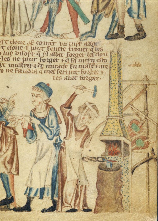 <a href="/TowerOfLondon/">The Tower of London</a> Here's a sneaky pic of a female blacksmith from <a href="/BLMedieval/">Medieval Manuscripts</a>'s Holkham bible.
bl.uk/manuscripts/Fu…
