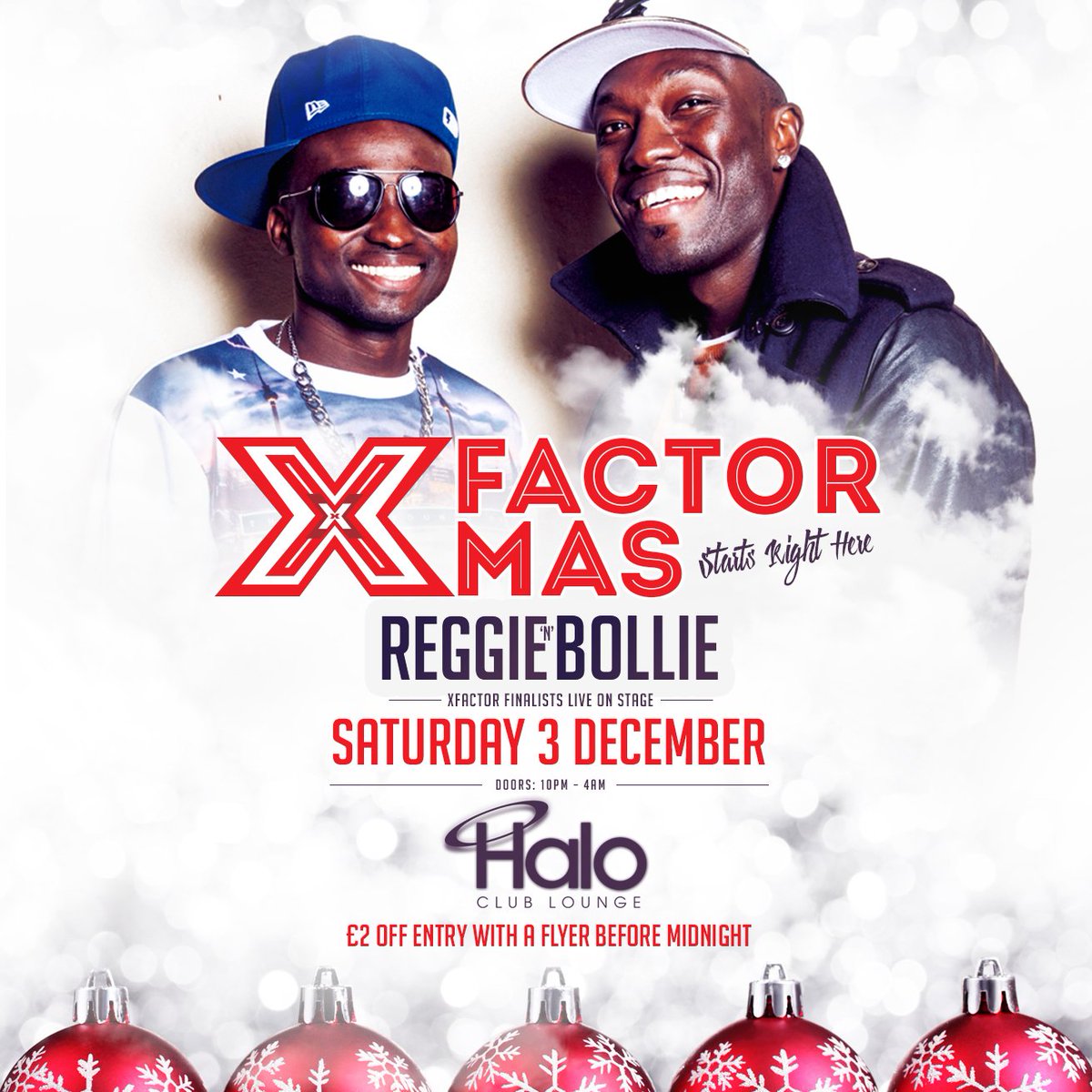 Looking forward to <a href="/ReggieNBollie/">Reggie n Bollie</a> at Halo this Saturday 3rd December for the start of X Factor X mas #Goodtimes #xfactor #xmas